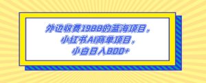 外边收费1988的蓝海项目,小红书AI商单项目,小白日入800+-云创网