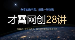才霄网创28讲第08讲:零基础教学,30分钟掌握淘宝快速开店-云创网