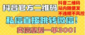价值3000的技术!抖音二维码直跳微信!站内无限发不违规!-云创网