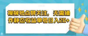 视频号点赞关注,无需操作静态收益单号日入20+-云创网