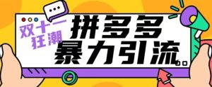 【首发】双十一拼多多暴力引流,日引300+微信-云创网