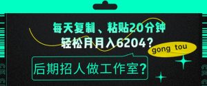 每天复制、粘贴20分钟，轻松月入6204？后期招人做工作室？-云创网