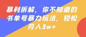 暴利拆解，你不知道的书单号暴力玩法，轻松月入3w+-云创网