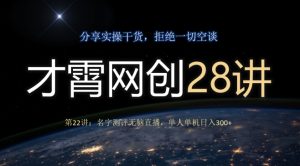 才霄网创28讲第22讲:名字测评无脑直播,单人单机日入300-云创网