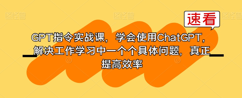 GPT指令实战课，学会使用ChatGPT，解决工作学习中一个个具体问题，真正提高效率-云创网