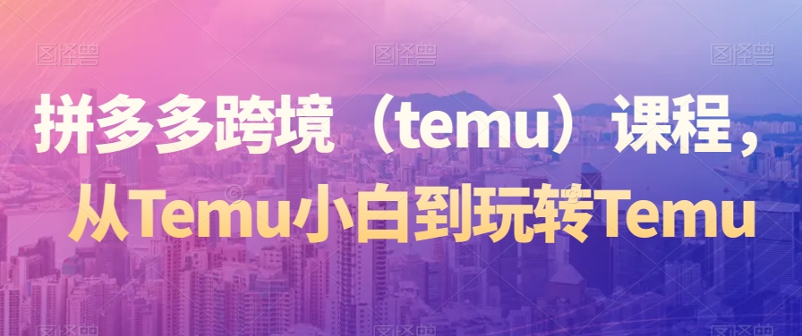 拼多多跨境（temu）课程，从Temu小白到玩转Temu-云创网